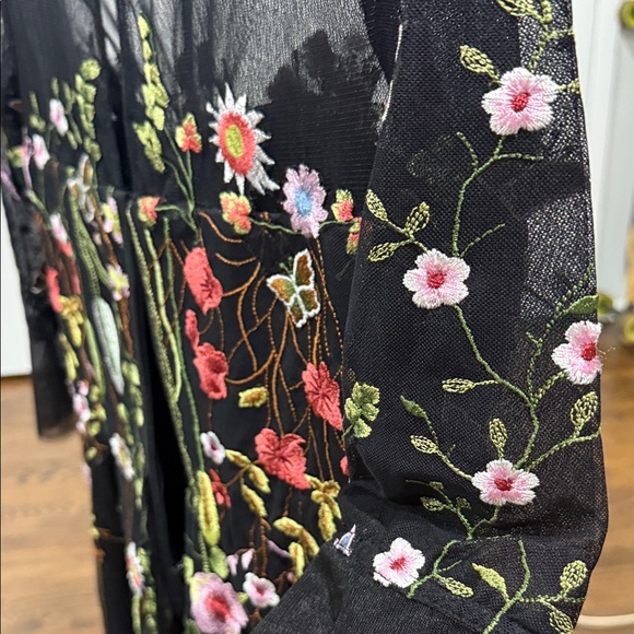 Teri Jon Black Dress with Colorful Floral Embroidery - Picture 11 of 11